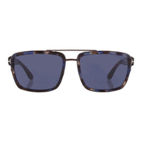 Tom Ford Tom Ford Sunglasses Rectangle Full Rim, Colored Havana Frame and Blue Lens FT078055V