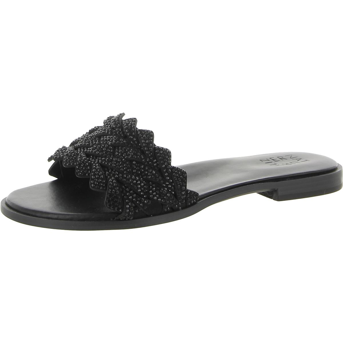 Fernanda Womens Embellished Slip-On Slide Sandals