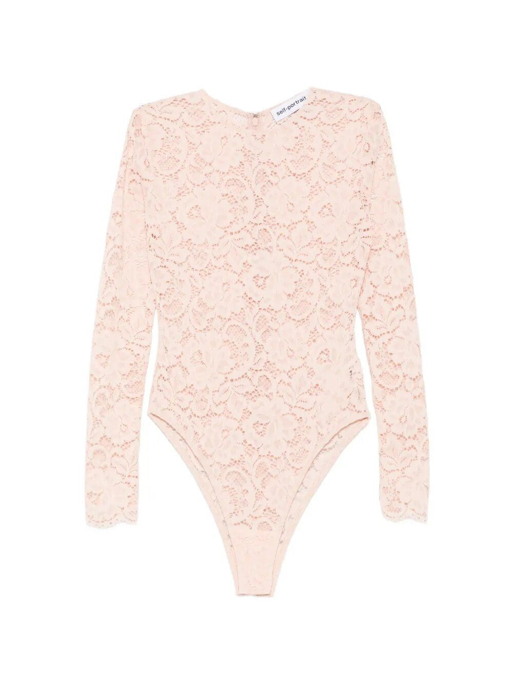 Self-Portrait Women Beige Bodysuit In Flesh-Colored Lace