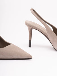 Brunello Cucinelli Women Suede Slingback Heels Whit Monili