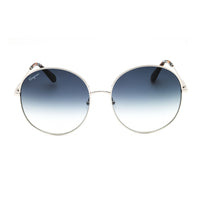 Salvatore Ferragamo Sunglasses Round Full Rim, Shiny Silver Frame and Grey Gradient Lens SF299S041