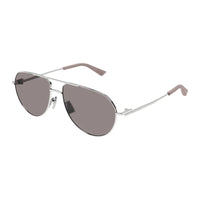 Bottega Veneta Sunglasses Aviator Full Rim, Silver Frame and Violet Lens BV1302S004
