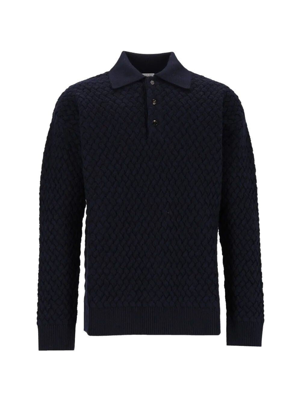 Bottega Veneta Bottega Veneta Men Woven Wool Polo Shirt