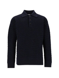 Bottega Veneta Bottega Veneta Men Woven Wool Polo Shirt