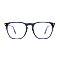 Tom Ford Tom Ford Eyeglasses Square Full Rim, Shiny Blue Frame and Clear/Blue-Light Block Lenses Lens FT5937-B090