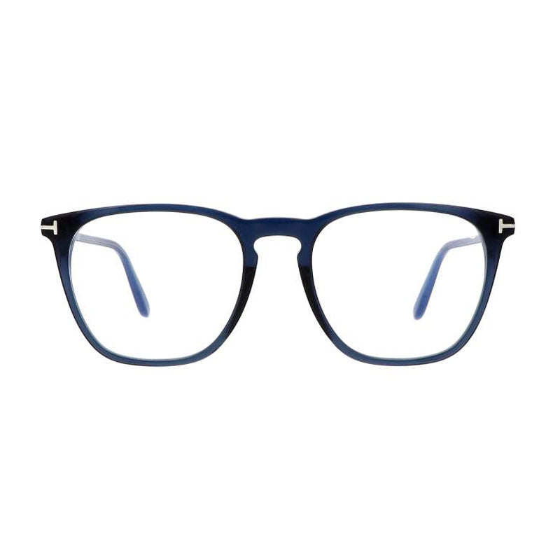 Tom Ford Tom Ford Eyeglasses Square Full Rim, Shiny Blue Frame and Clear/Blue-Light Block Lenses Lens FT5937-B090