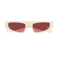 Gucci Sunglasses Cat Eye Full Rim, Shiny Ivory Frame and Red Lens GG1634S005