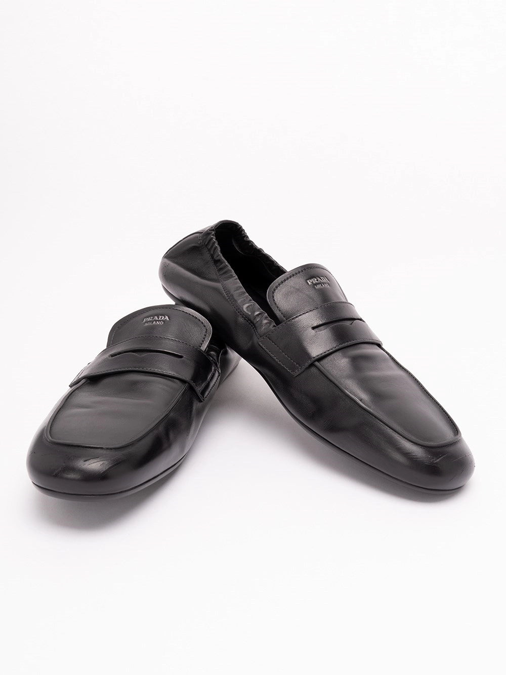 Prada Prada Men Shuffle Antiqued Leather Loafers