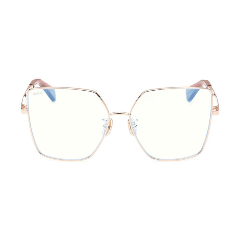 Max Mara Max Mara Eyeglasses Butterfly Full Rim, Black/Gold Frame and Clear/Blue-light Block Lenses Lens MM5073-H-B005