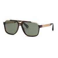 Philipp Plein Sunglasses Aviator Full Rim, Shiny Havana Frame and Green Lens SPP046V0722
