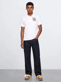 Burberry Men Cotton Polo Shirt With Knight Check