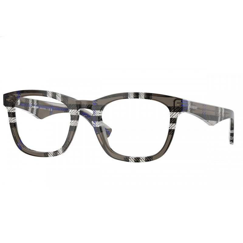 Burberry Eyeglasses Square Full Rim, Check Lichen Frame and Clear Demo Lenses Lens BE24174147