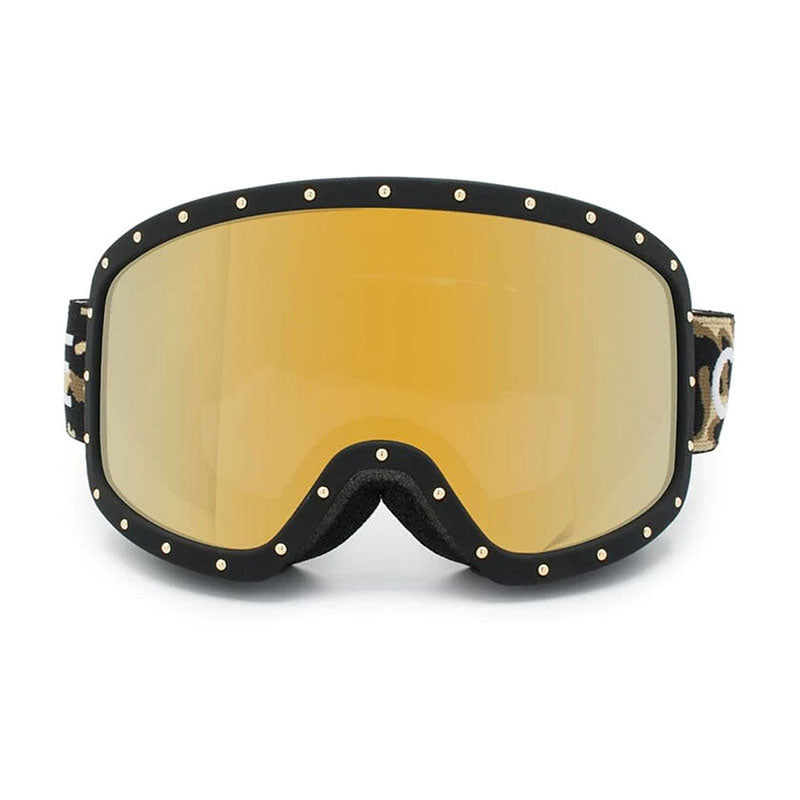 Celine Sunglasses Shield Full Rim, Black/Camouflage Frame and Smoke with Gold Mirror Lens CL40196U99C