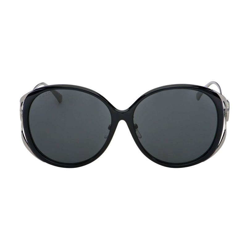 Gucci Sunglasses Oval Full Rim, Black Frame and Grey Lens GG0226SK002