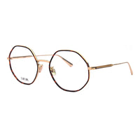 Dior Eyeglasses Geometric Full Rim, Shiny Endura Gold/Havana Frame and Clear Demo Lenses Lens GEMDIOROR2UA000