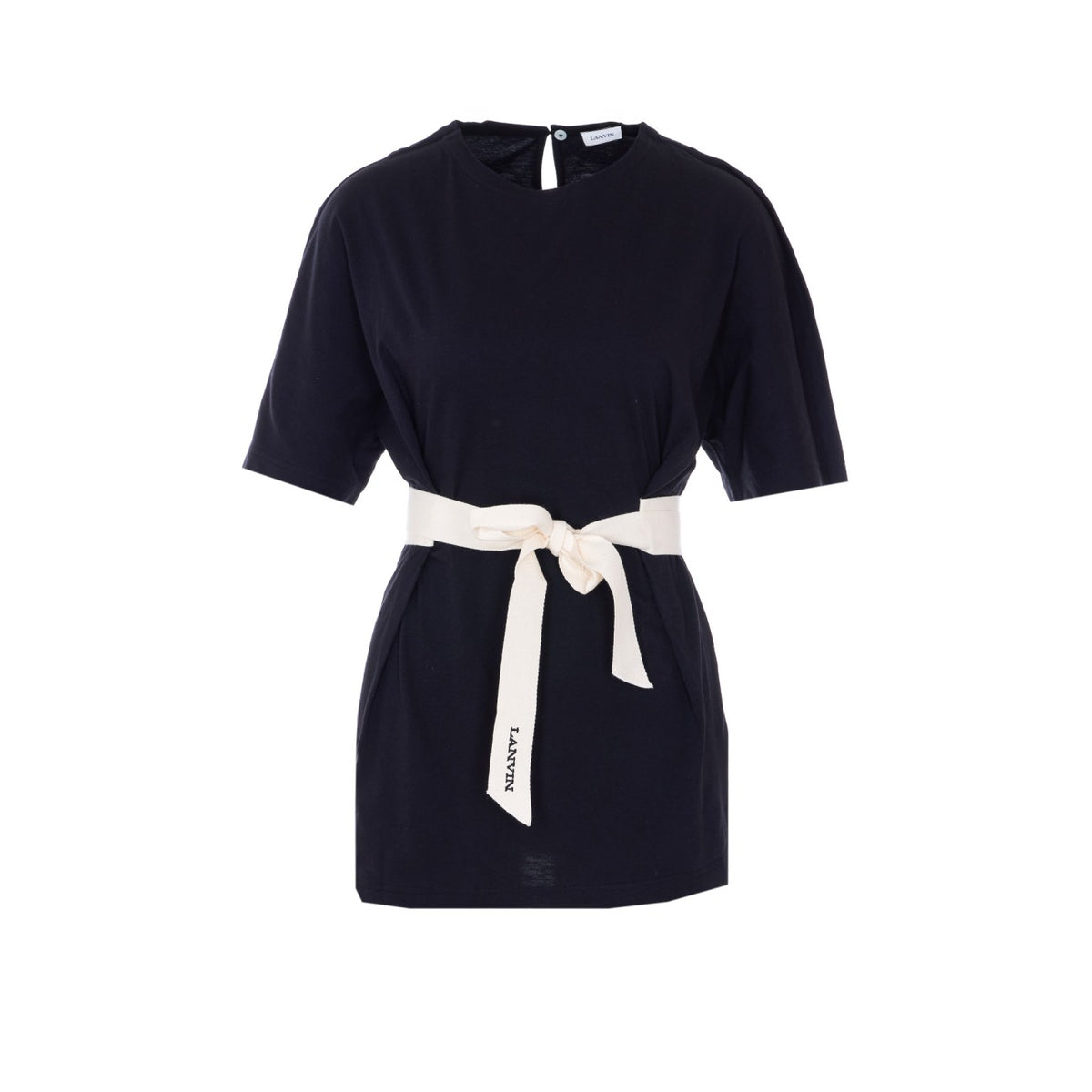 Lanvin Women Belted Tshirt In Cotton And Silk