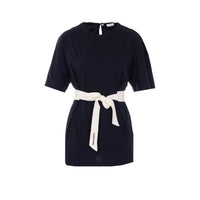 Lanvin Women Belted Tshirt In Cotton And Silk