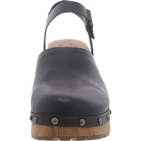 Womens Leather Ankle Strap Clogs
