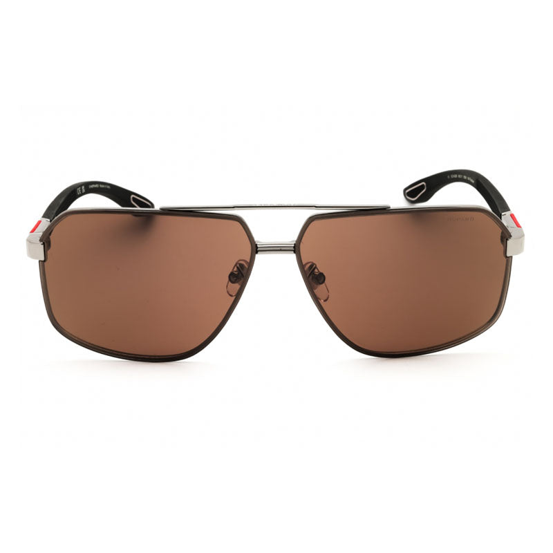 Chopard Sunglasses Aviator Full Rim, Shiny Gunmetal Frame and Brown Lens SCHG890509