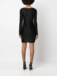 Tom Ford Black Rib-Knit Ring-Detail Cut-Out Mini Dress