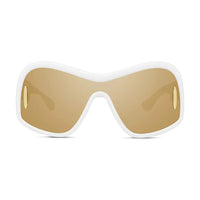 Loewe Sunglasses Shield Full Rim, White/Gold Mirror Frame and Brown Gold Mirror Lens LW40131I25G