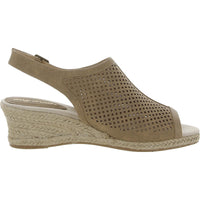 Stacy Womens Faux Leather Peep-Toe Wedge Sandals