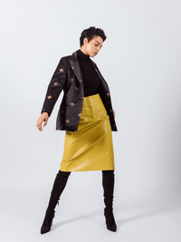 Glossy Vegan Leather Pencil Skirt3
