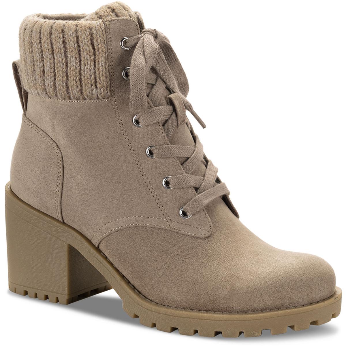 Romina Womens Knit Ankle Combat & Lace-up Boots Mushroom MC