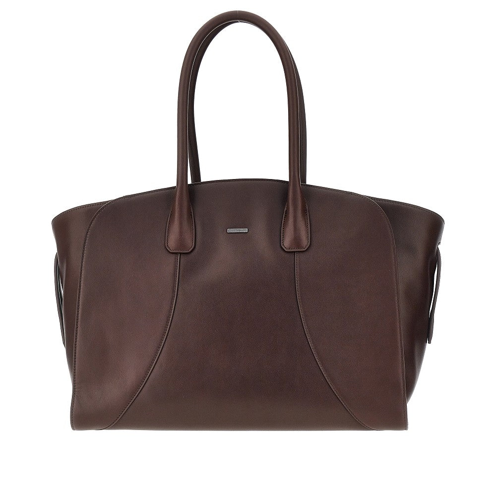 EMPORIO ARMANI Emporio Armani Men Smooth Leather Tote Bag With Logo Plate