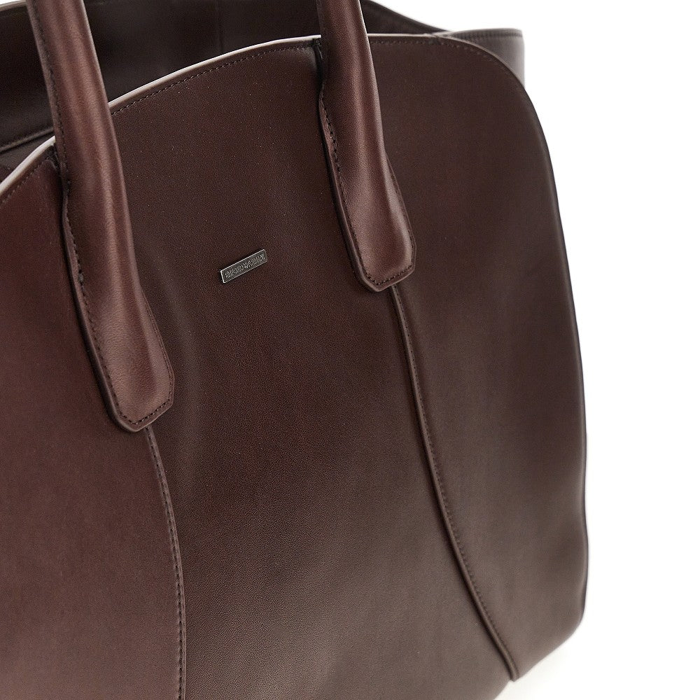 EMPORIO ARMANI Emporio Armani Men Smooth Leather Tote Bag With Logo Plate