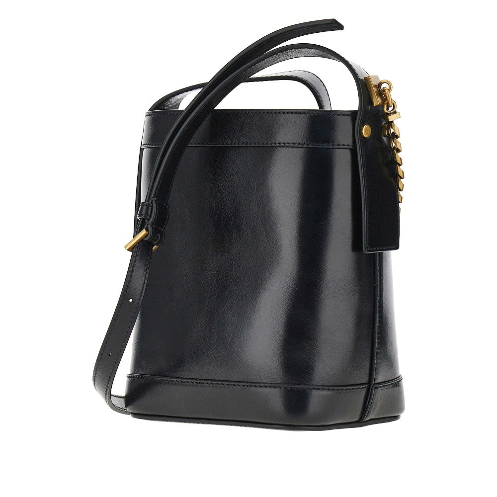 Versace Women Leather Bucket Bag With Medusa Patch