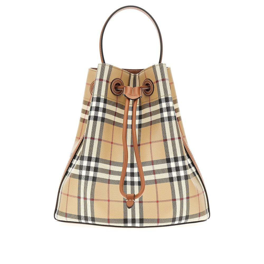 Burberry Women Small Bucket Bag With Check Motif