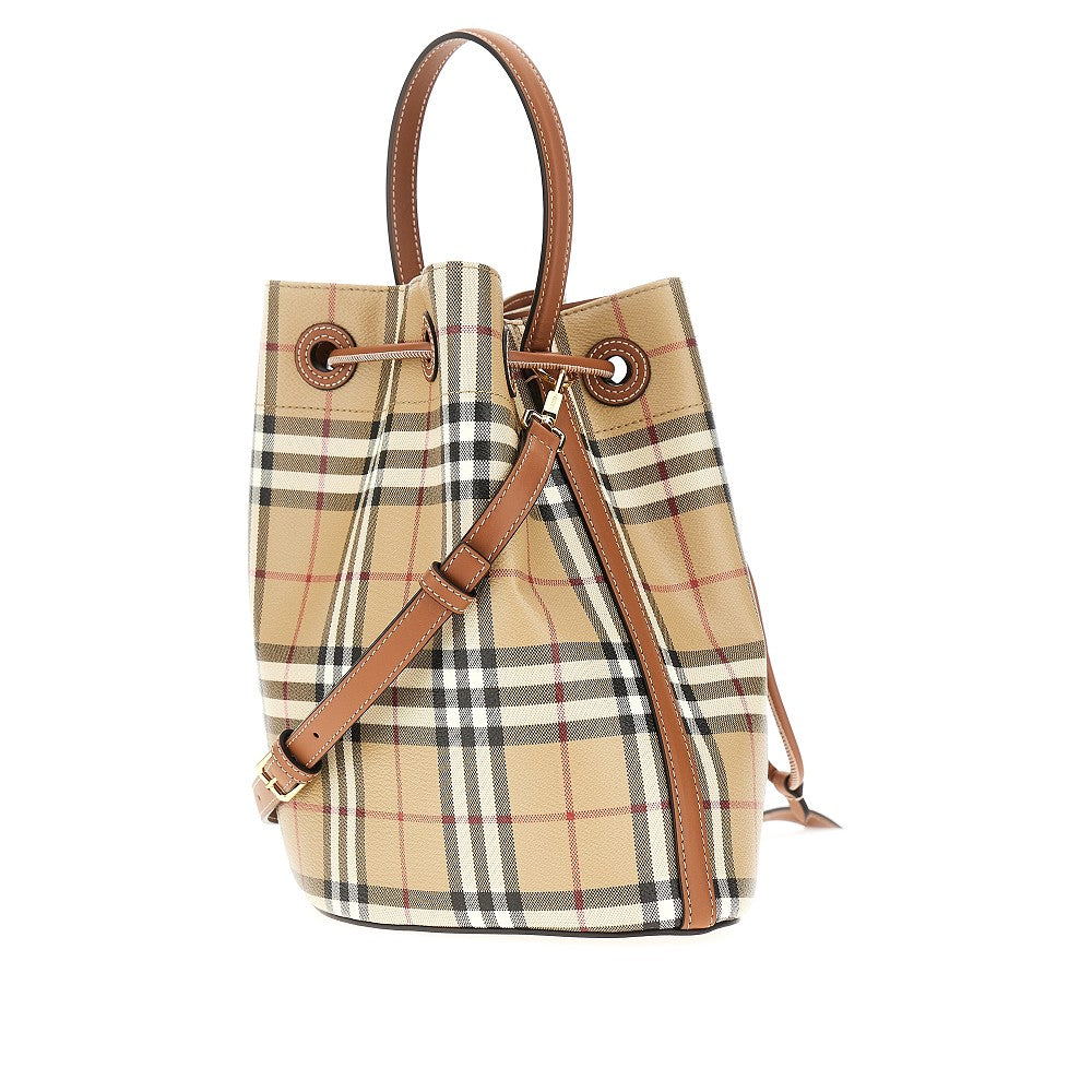 Burberry Women Small Bucket Bag With Check Motif