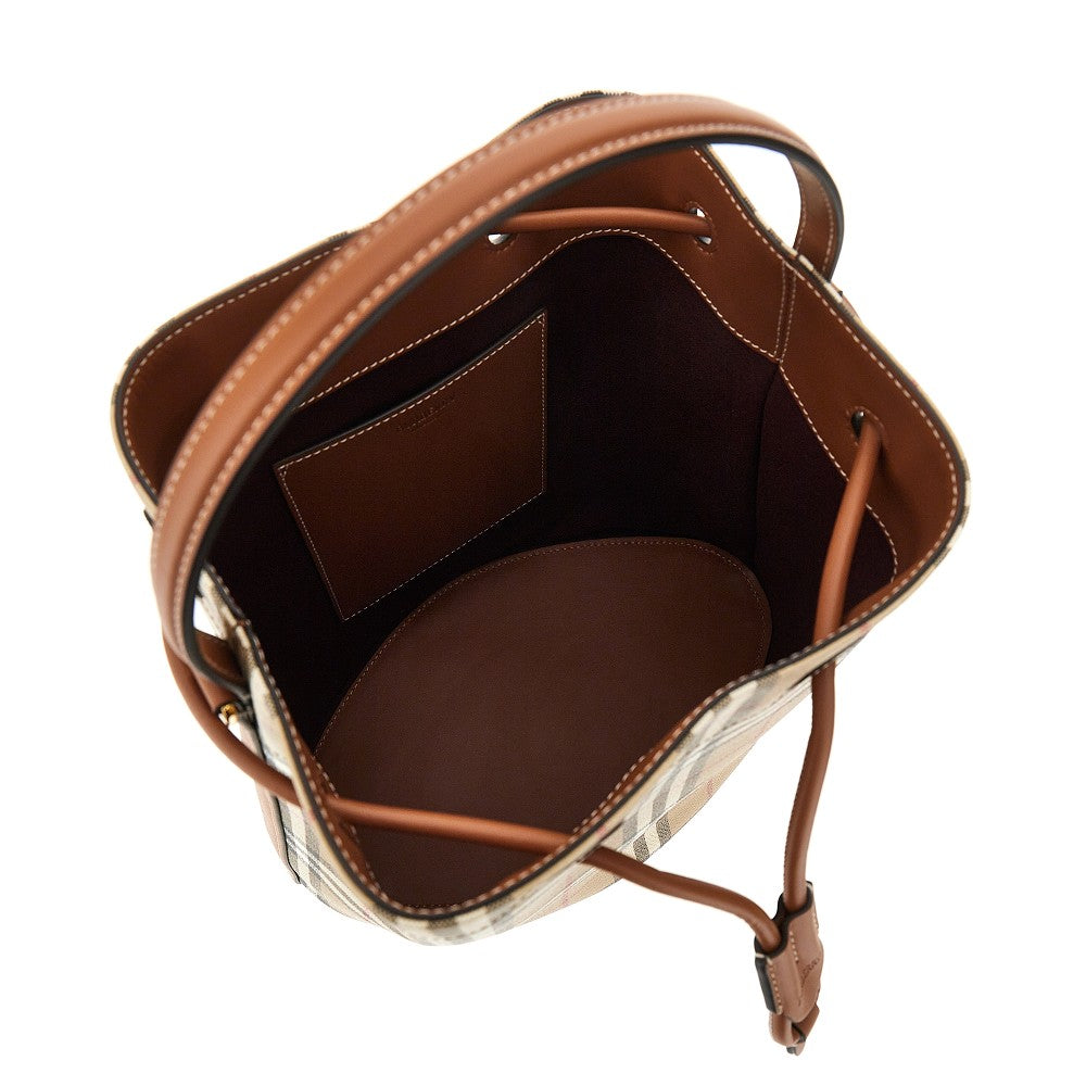 Burberry Women Small Bucket Bag With Check Motif