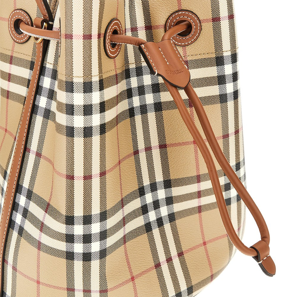 Burberry Women Small Bucket Bag With Check Motif