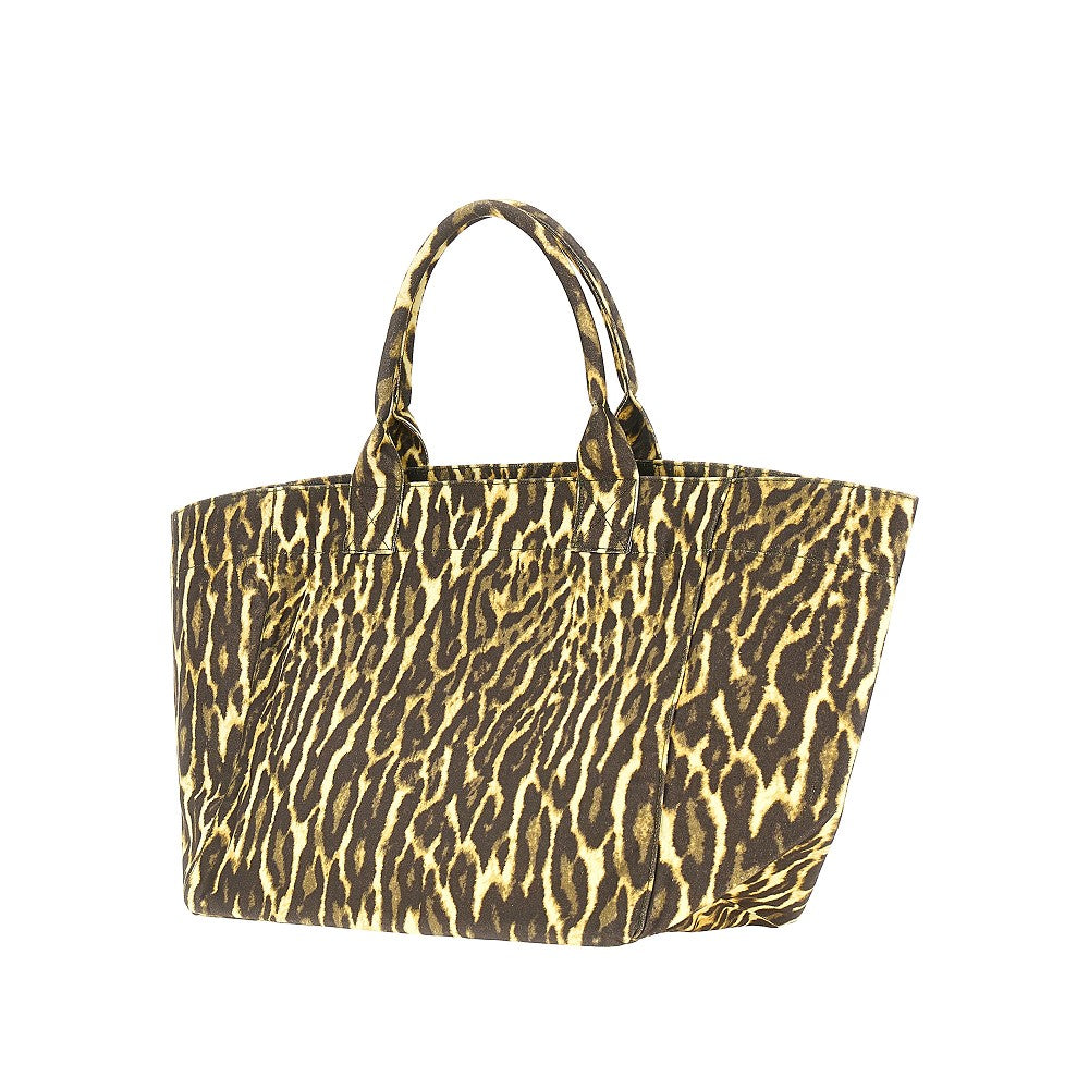 Ganni Women Leopard Canvas Xxl Tote Bag