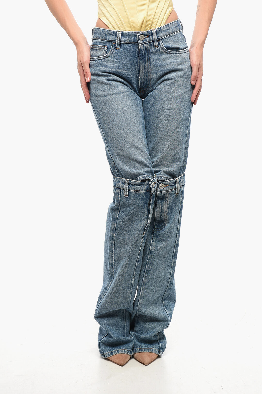 Coperni Bootcut Jeans OPEN KNEE With Mid Wash 24cm