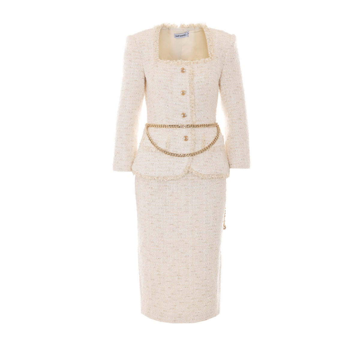 Self Portrait Self Portrait Women Boucle' Tailored Chain Midi Dress