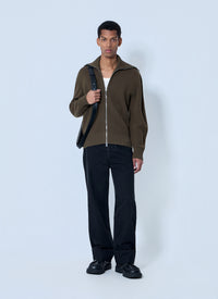 Bottega Veneta Men Zip-Front High Collar Cardigan
