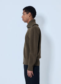 Bottega Veneta Men Zip-Front High Collar Cardigan