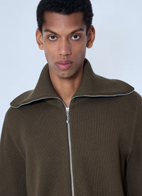Bottega Veneta Men Zip-Front High Collar Cardigan
