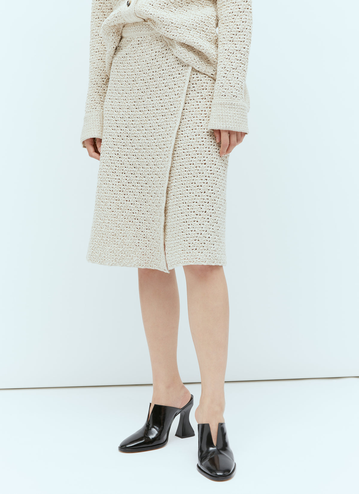 Bottega Veneta Bottega Veneta Women Textured Knit Wraparound Midi Skirt
