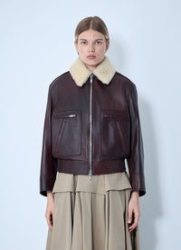 Bottega Veneta Women Leather Blouson Jacket