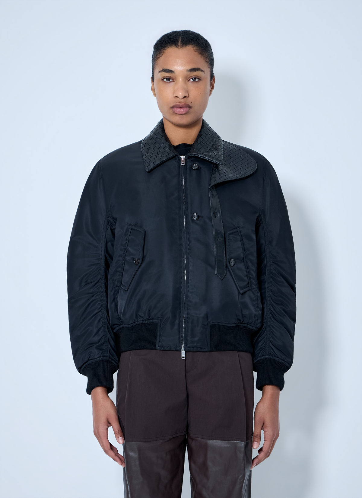 Bottega Veneta Women Quilted Collar Bomber Jacket
