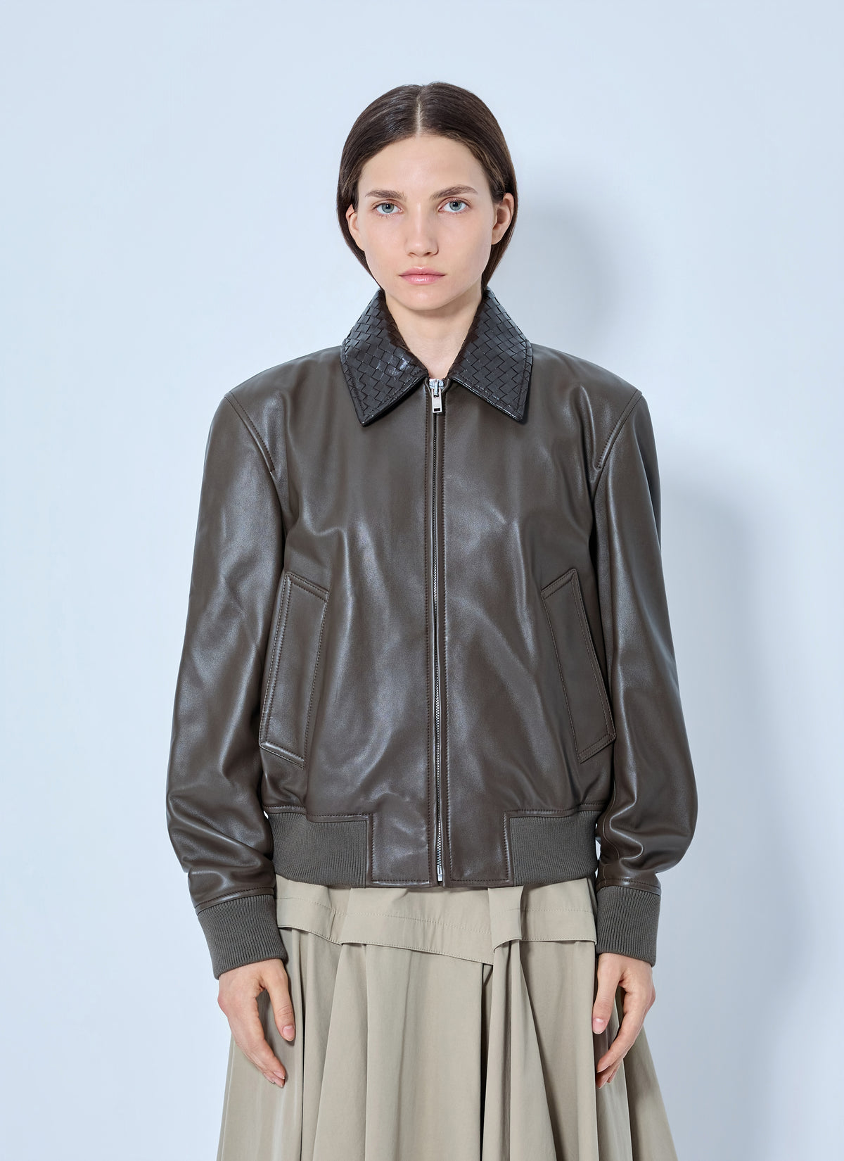 Bottega Veneta Women Shiny Leather Blouson