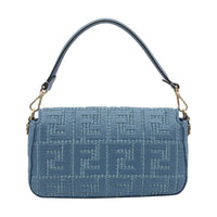 Fendi Women Braided Raffia Baguette With Ff Embroidery