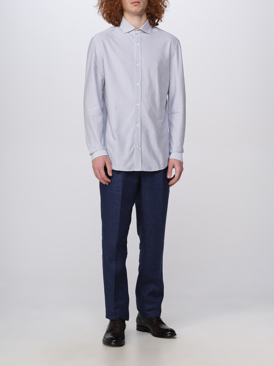 Brunello Cucinelli Cotton Striped Spread-Collar Dress Shirt