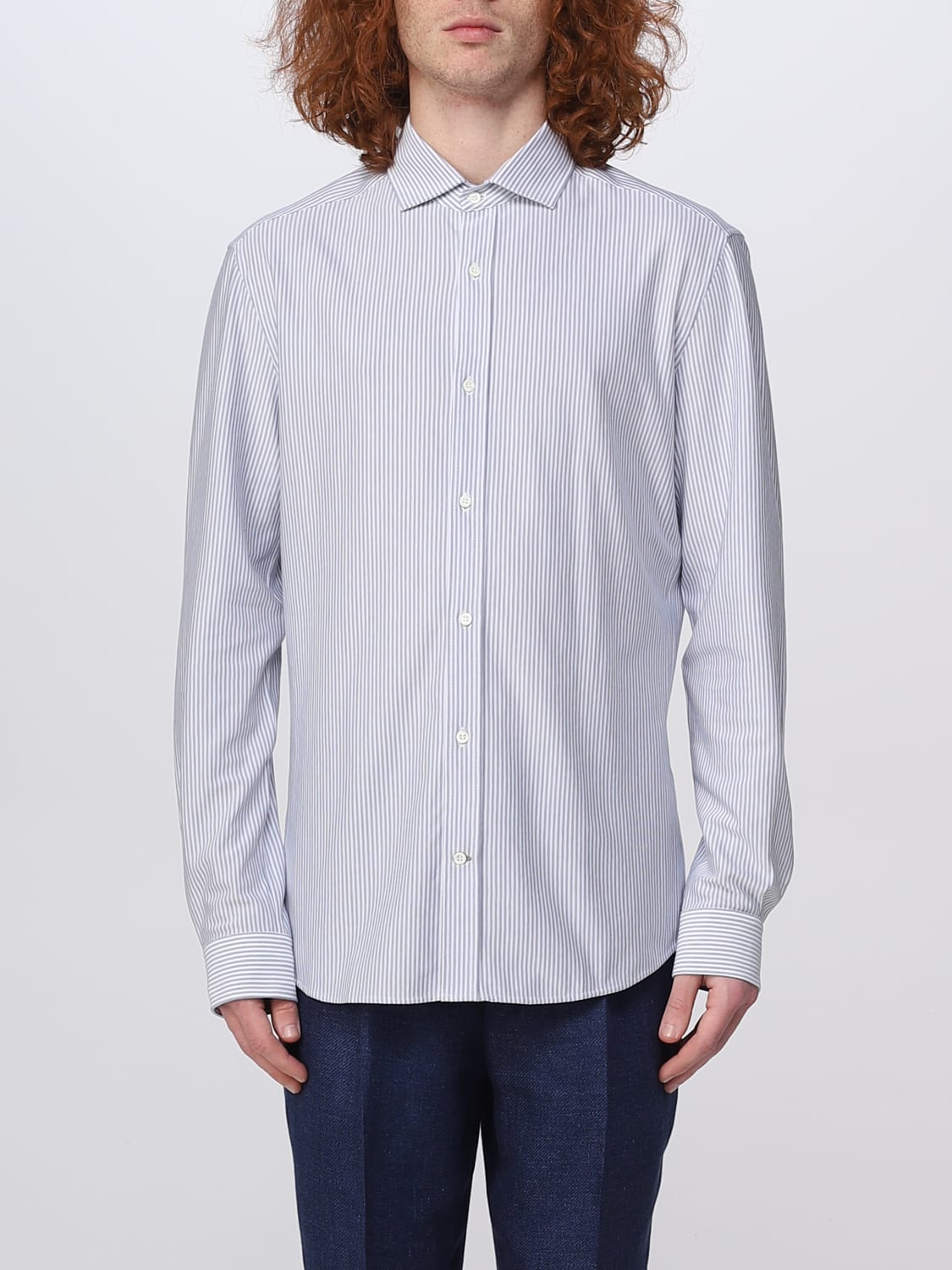 Brunello Cucinelli Cotton Striped Spread-Collar Dress Shirt