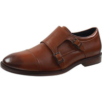 Harrison Mens Buckle Leather Monk Shoes 8.5 Medium British Tan