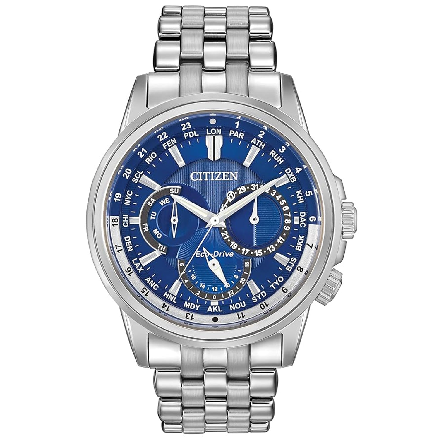 Citizen Men's Calendrier Eco-Drive World Time Blue Dial Watch - BU2021-51L Blue